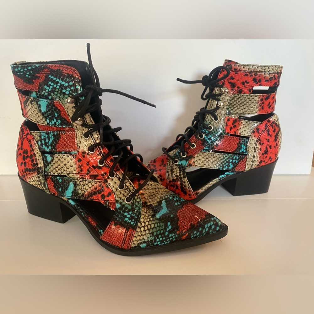 Multi-Color Snake Print Boots - image 2